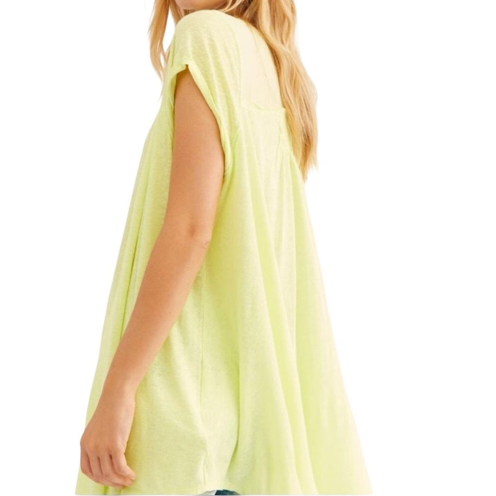 NWT Free People “Highland” Oversized Button-Down Tunic in Lemon Light - Picture 3 of 12